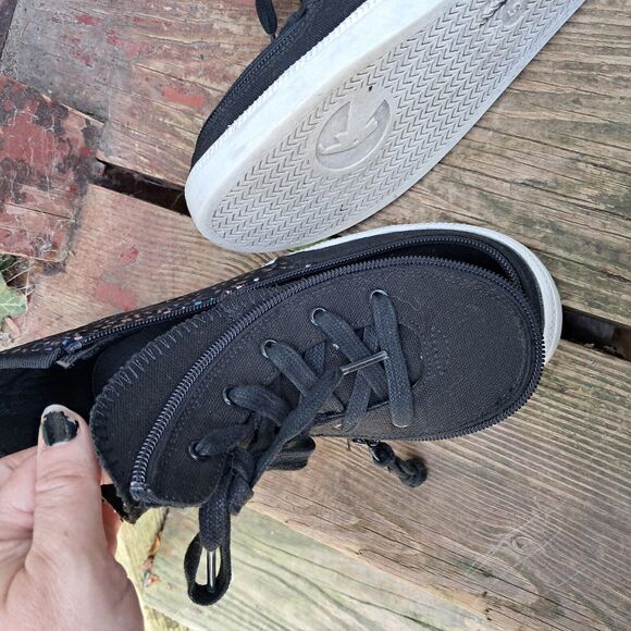 BILLY Footwear Kid Haring Hi-Top Sneaker Black Iridescent Cheetah 5 Adaptive Zip - Picture 5 of 8